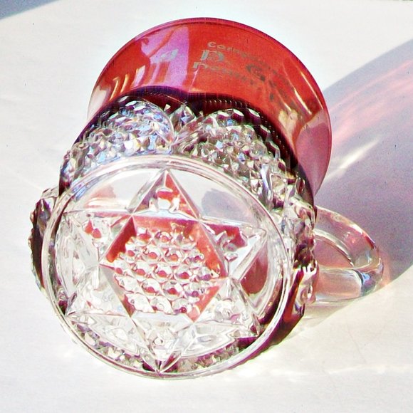RUBY Flash Pressed Glass EAPG Complimentary Cup J D George Homer PA Silver Print - Picture 6 of 8